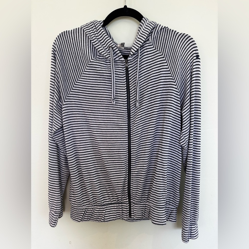 Roxy Blue and White Striped Zip up Hoodie